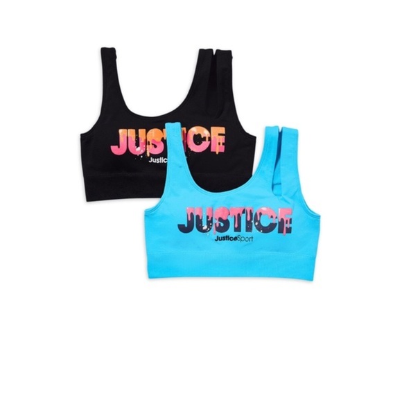 Justice Girls 2pack‎ blue & black Spandex graphic prints Cutout Bra size 30 new - Picture 8 of 12